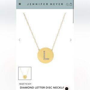 Jennifer Meyer Gold Diamond 'L' Disc Necklace